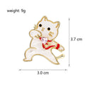 White Cat Pink Bow Gold Tone Metal Brooch Pin for Jackets view 2
