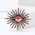 Sunburst Faceted Crystal Brooch Rhinestone Rays Purple Blue view 2
