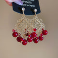 Filigree Floral Bead Chandelier Earrings In Two Colors view 7