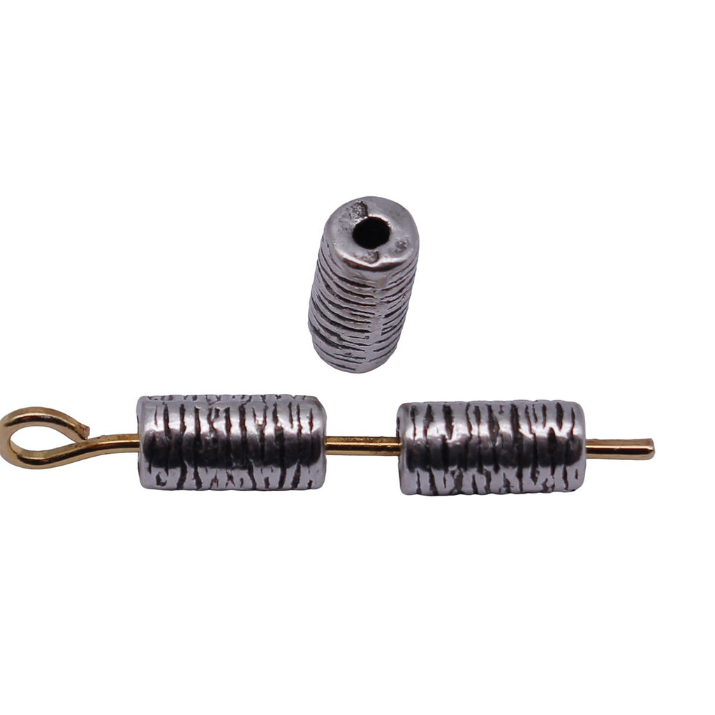 7x3.7x3.7mm 0.38g Antique Silver Zinc Alloy Wood Grain Cylinder Loose Metal Beads for Bracelet DIY Jewelry