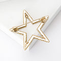 Open Five Point Star Crystal Metal Brooch in Silver and Gold view 3