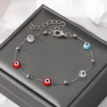 Silver Tone Evil Eye Link Chain Bracelets in Six Bead Designs view 7