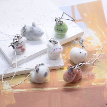 Flocked Mini Animal Phone Charms Lobster Clip 7 Styles