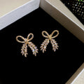 Crystal Bow Dangle Earrings Gold Silver Plus Bow Brooch view 6