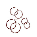 Red Textured Wavy Hoop Earrings in Three Sizes with Detailed Finish view 5