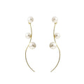 Curved Wire Branch and Three Pearl Look Threader Earrings view 5
