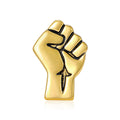 Raised Fist Metal Brooch in Silver Tone or Gold Tone view 2