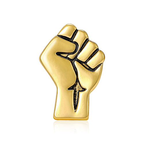Raised Fist brooch displayed at a slight angle