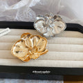 Metal Alloy Orchid Flower Brooch Pins Gold Or Silver Tone view 2