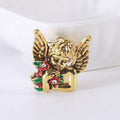 Flower Holding Angel Brooch in Gold or Silver Decorative Lapel Pin view 6