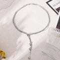 Steel Multi-Strand Snake Chain Lariat Necklace Pearl Ball Drops view 2
