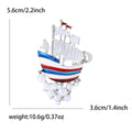 Enamel Sailboat Brooch Red White Blue Pearl Drop Pin view 6