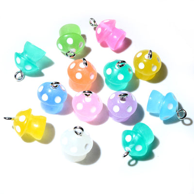 Mushroom resin charms showing assorted shapes and finishes