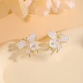 Blue and Pink Butterfly Flower Nature Stud Earrings view 4