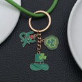 Two Green Hat Clover and Lucky Letter Keychains with Metal Hardware view 2