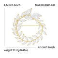 Zircon Olive Branch Circle Brooch Gold or Silver Tone Styles view 5