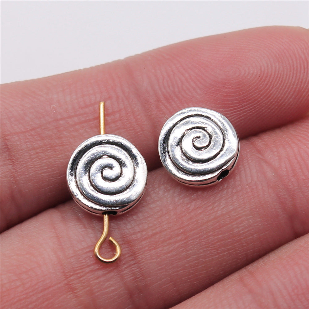 3x10mm 1.1g Multicolor Zinc Alloy Swirl Round Small Hole Spacer Beads for Bracelet Jewelry Making