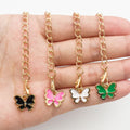 Enamel Butterfly Charm Chain with Rhinestone Accent and Lobster Clasp view 2