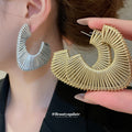 Metal Flower Cord Necklace Fan Hoop Earrings 3 Styles view 2