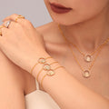 Double Circle Zircon Necklace Bracelet Ring Jewelry Set view 3