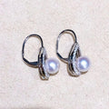 Silver Tone Teardrop Faux Pearl Leverback Earrings view 4