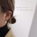 Gold Tone White Bell Flower Drop Stud Earrings For Women view 2