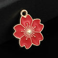 Enamel Cherry Blossom Flower Charm Pendant Seven Colors view 7