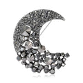 Crescent Moon Crystal Brooch in Blue Pink or Gray Jewelry view 3