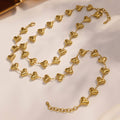 Polished Puffy Heart Link Necklace And Bracelet Gold Or Steel view 4