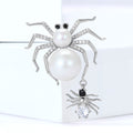 Pearl Body Spider Brooch With Smaller Hanging Spider Charm view 2