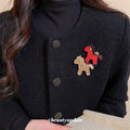 Red Rhinestone Pony Horse Brooch Pin Black Outline view 1