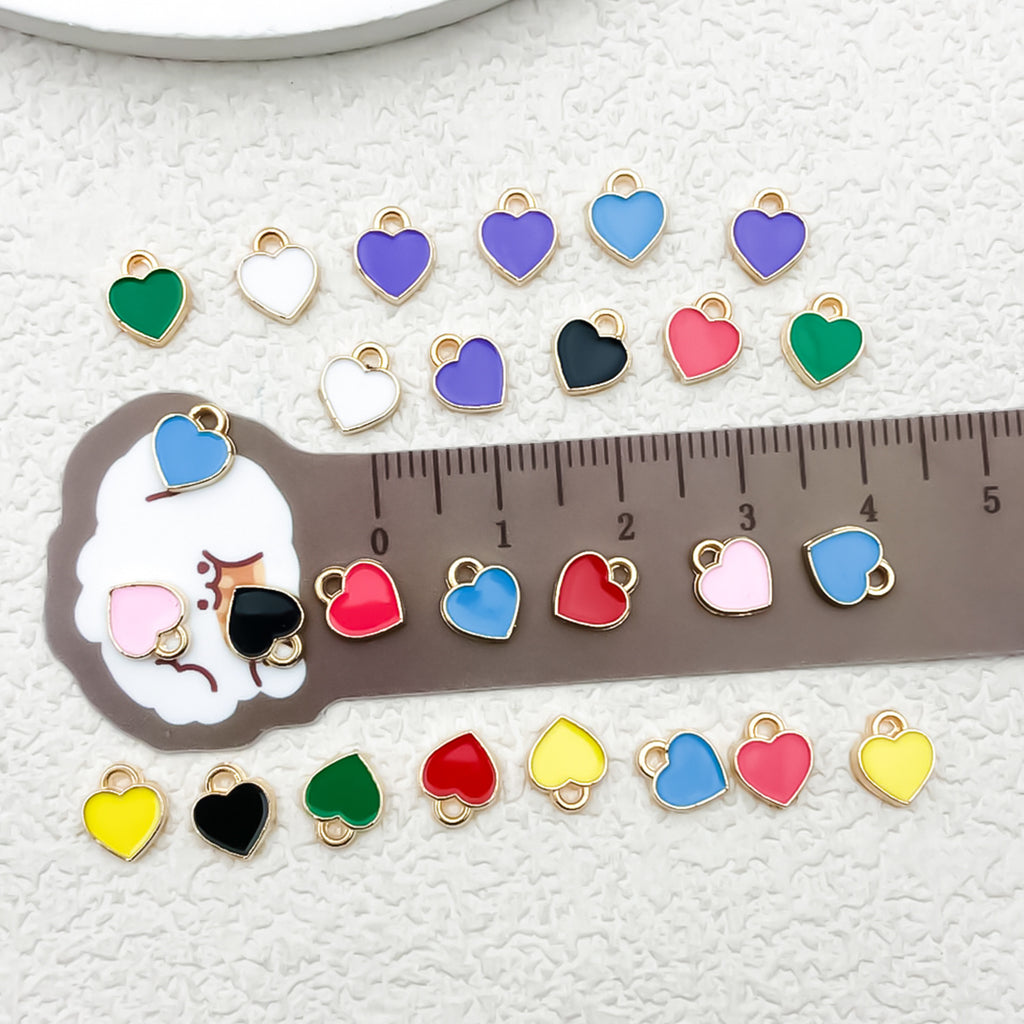 Enamel Zinc Alloy Mini Heart Charm Pendant for DIY Earrings Necklace Jewelry Making — 6×8mm