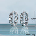 Silver Tone Linked Heart Small Hoop Earrings Jewelry Pair view 5