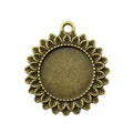 Sunflower Round Cabochon Pendant Tray in Two Finishes view 1