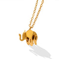 Gold Tone 3D Elephant Pendant Necklace Fine Cable Chain view 5