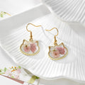 Gold Tone Pressed Flower Geometric Drop Earrings in Seven Shapes view 7