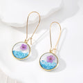 Gold Tone Round Pressed Flower and Glitter Resin Earrings view 4
