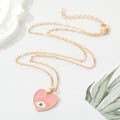 Gold Tone Colorful Enamel Heart Evil Eye Pendant Necklaces view 3