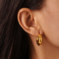 Hollow Crescent Moon Stud Earrings Gold Or Steel Finish view 2
