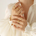 Gold Organic Wavy Smooth Band Rings Multi US Size Options view 1