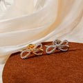 Gold Silver Crystal Outline Bow Pin Brooches Two Tones view 1