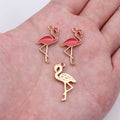 Enamel Flamingo Charms in Four Colors with Gold Tone Outlines view 3