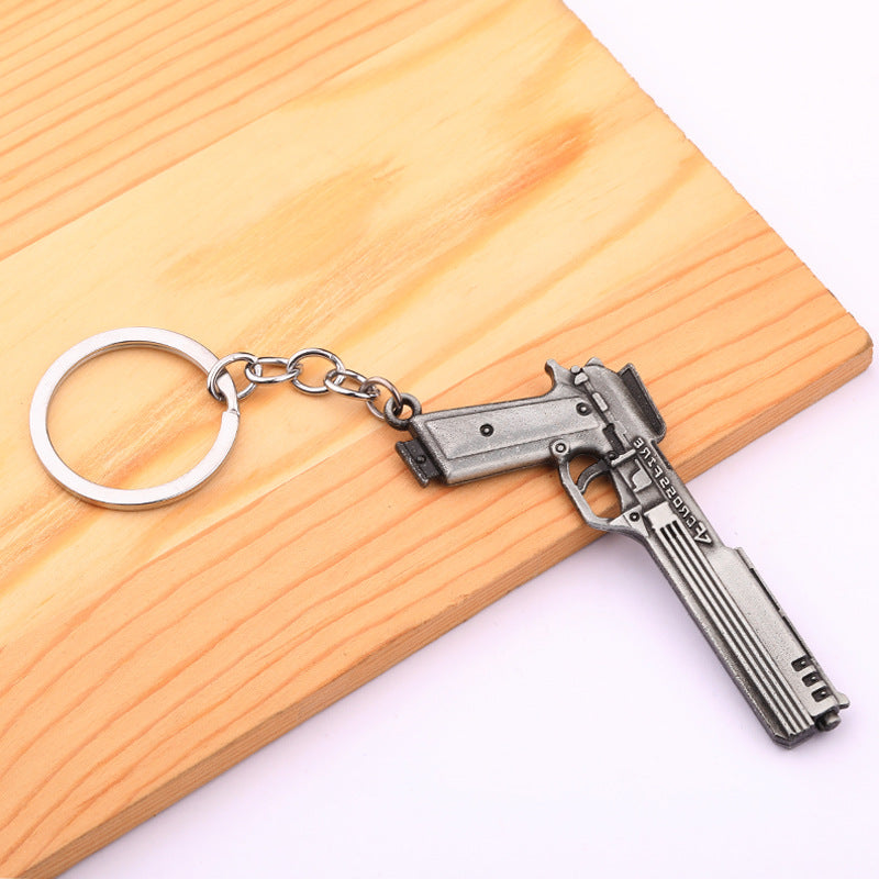Creative Metal Mini Gun Model Keychain Alloy Car Accessory