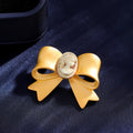 Gold Tone Ribbon Bow Metal Brooch Pin 3.6 x 2.7 cm view 5