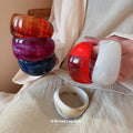 Eight Color Wide Translucent Marbled Resin Bangle Bracelet Options view 2