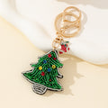 Green Beaded Christmas Tree Charm Keychain With Stocking view 4