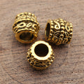 Curled Relief Large Hole Barrel Metal Beads in Two Finishes view 4
