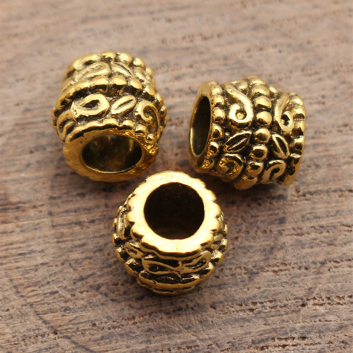 10x10x8.8mm 2g Multicolor Zinc Alloy Embossed Scroll Pattern Large Hole Beads for DIY Jewelry Making