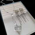 Silver Heart Pearl Y Necklace And Shell Tassel Drop Earrings view 4