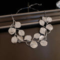 Textured Leaf Branch Necklace In Gold Tone Or Silver Tone view 7
